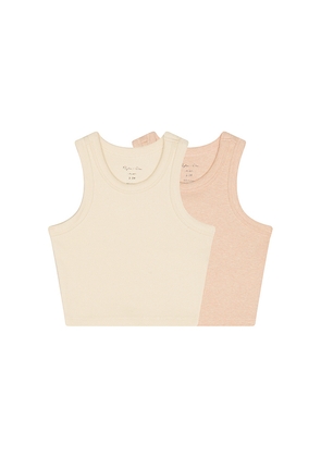 Rylee + Cru Ribbed Tank Set in Beige,Blush. Size 2/3. Also in 4/5, 6/7.
