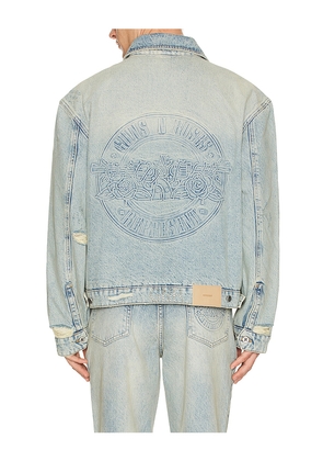 REPRESENT x Guns N' Roses Denim Jacket in Blue. Size M. Also in S, L, XL/1X.