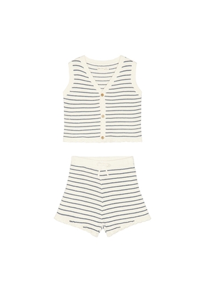 Rylee + Cru Knit Vest Set in Blue. Size 2/3. Also in 4/5, 6/7.