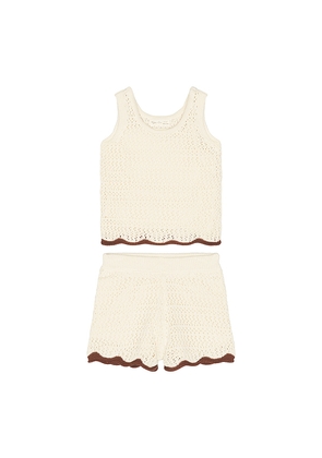 Rylee + Cru Crochet Tank Set in Ivory. Size 2/3. Also in 4/5, 6/7.