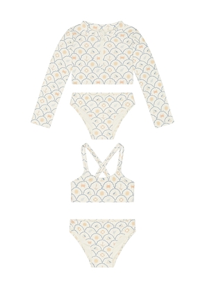 Rylee + Cru Crop Rashguard Set in Blue. Size 2/3. Also in 4/5, 6/7.