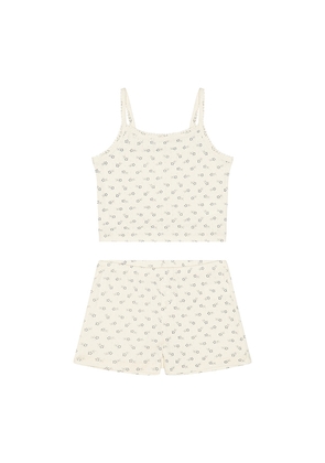 Rylee + Cru Pointelle Lounge Set in Ivory. Size 2/3. Also in 4/5, 6/7.