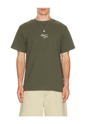 Rhythm Heavy Vintage Embroidered T-Shirt in Olive. Size S. Also in M, L, XL/1X.