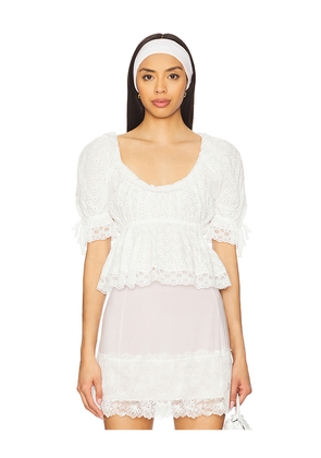 Yuhan Wang Floral Embroidered Short Sleeve Blouse in White. Size S. Also in M.