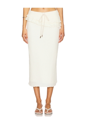 Zemeta Milky Knit Long Skirt in White. Size S. Also in M.