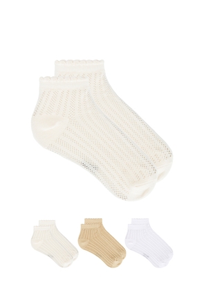Stems 3-pack Lace Knit Ankle Socks in Neutral.