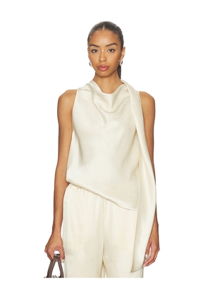 Vince Fluid Satin Scarf Top in Ivory. Size S. Also in XS, M, L.