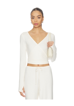 WellBeing + BeingWell Reed Wrap Top in White. Size XS. Also in M, L, XL.