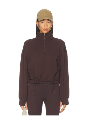 Varley Sian Cropped Half Zip Midlayer in Brown. Size XL. Also in XS, M.