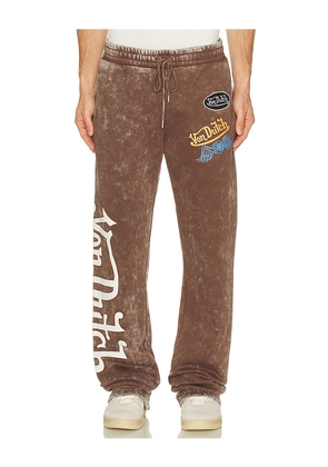 Von Dutch Stacked Flared Leg Jogger in Brown. Size S. Also in M, L, XL/1X.