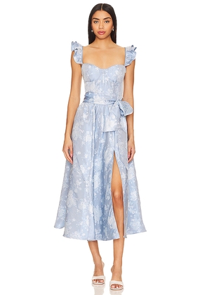 V. Chapman Vera Corset Midi Dress in Baby Blue. Size 4. Also in 0, 2, 6, 8, 10.