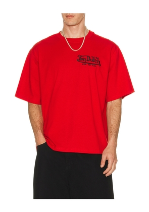 Von Dutch Embroidered Logo Boxy Crop Tee in Red. Size S. Also in M, L, XL/1X.