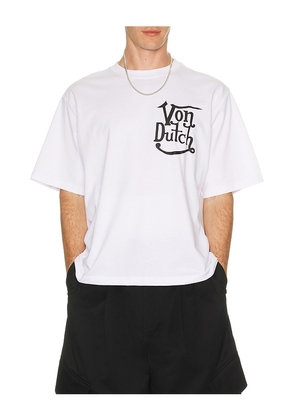 Von Dutch Short Sleeve Boxy Crop Tee in White. Size S. Also in M, L, XL/1X.