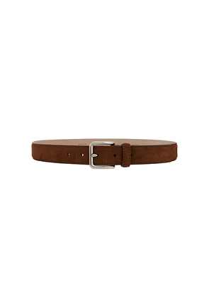 Vince 30mm Alex Stitched Suede Belt in Brown. Size 30. Also in 32, 34, 36, 38.