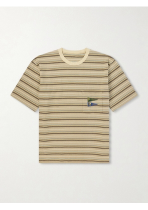 KAPITAL - Logo-Appliquéd Striped Cotton-Jersey T-Shirt - Men - Neutrals - S