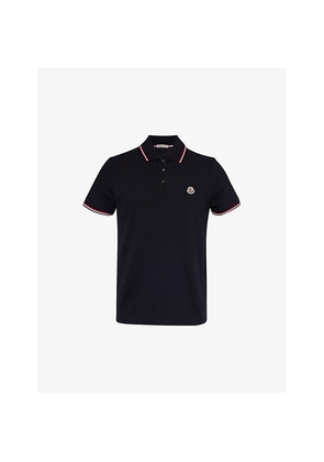 Mens Moncler Brand-Patch Split-Hem Cotton-Piqué Polo Shirt