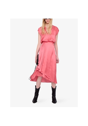 Womens Zadig&Voltaire Randall V-Neck Raglan-Sleeve Satin Midi Dress