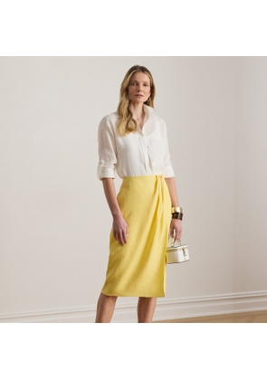 Linen Faux-Wrap Pencil Skirt