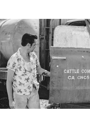 Western-Print Linen-Cotton Camp Shirt