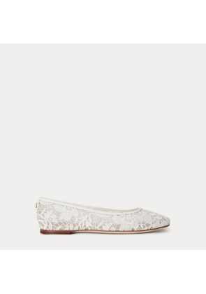 Jayna Leather-Trim Crocheted Lace Flat