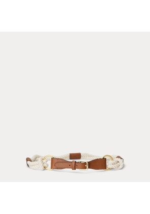 Leather-Trim Rope Skinny Belt