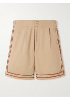 BODE - Straight-Leg Pleated Cotton-Twill Shorts - Men - Neutrals - UK/US 28