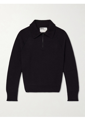 Margaret Howell - Wool and Cotton-Blend Half-Zip Sweater - Men - Black - S