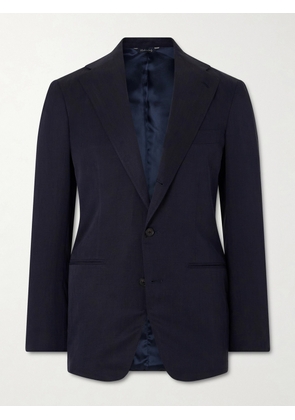 Saman Amel - Slim-Fit Silk and Linen-Blend Suit Jacket - Men - Blue - IT 46