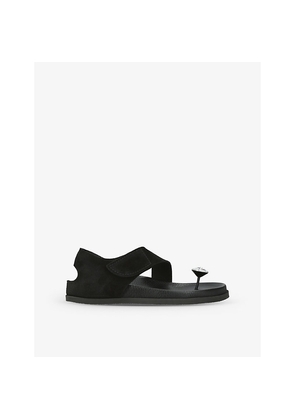 Womens Pedro Garcia Dorleta Crystal-Button Leather Sandals