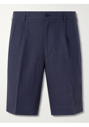 Rubinacci - Straight-Leg Pleated Linen Shorts - Men - Blue - IT 44