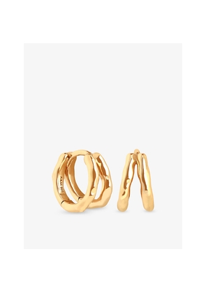 Womens Astrid & Miyu Molten Textured Illusion 18ct Yellow Gold-Plated Sterling-Silver Huggie Hoop Earrings