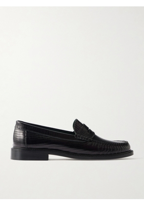 VINNY's - Yardee Lizard-Effect Leather Penny Loafers - Men - Black - EU 40