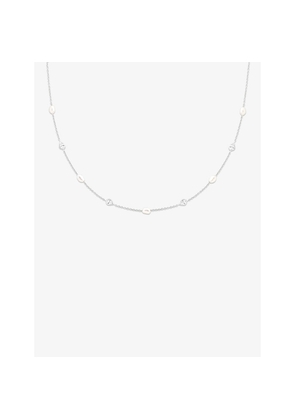 Womens Astrid & Miyu Rhodium-Plated Sterling-Silver, Freshwater-Pearl and Zirconia Charm Necklace