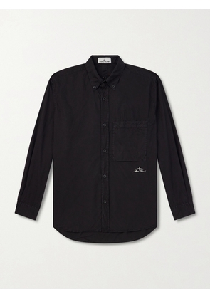 Stone Island - Button-Down Collar Logo-Embroidered Cotton Shirt - Men - Black - S