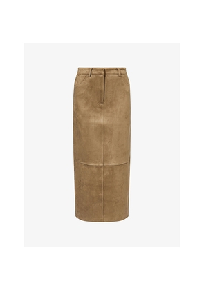 Womens 4th & Reckless Lorna Straight Faux-Suede Maxi Skirt