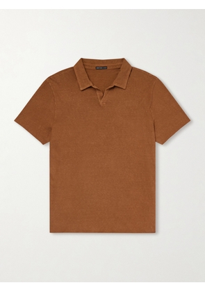 James Perse - Open-Collar Slub Cotton-Jersey Polo Shirt - Men - Brown - 1