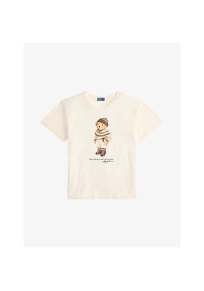Womens Polo Ralph Lauren Polo Bear Branded-Print Cotton-Jersey T-Shirt
