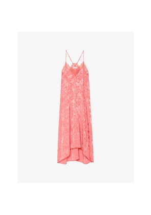 Womens Zadig&Voltaire Risty Lace-Trim Horse-Print Jacquard Silk Midi Dress