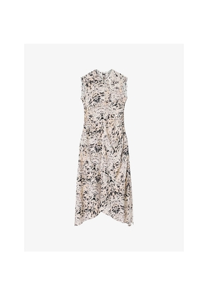 Womens Allsaints Noor Graphic-Print Asymmetric-Hem Woven Maxi Dress