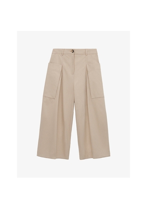Womens Loewe Cropped Wide-Leg Silk -Cotton Blend Trousers