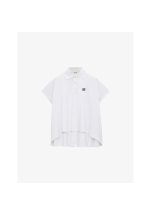 Womens Loewe Logo-Embroidered Dipped-Hem Cotton-Blend Polo Shirt
