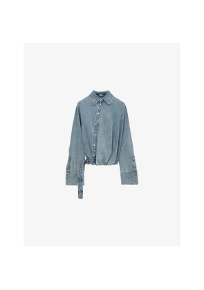 Womens Loewe Draped Adjustable-Belt Denim Blend Shirt