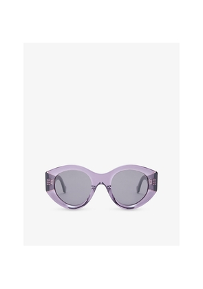 Womens Loewe Bevelled Maxi Anagram Oval-Frame Acetate Sunglasses