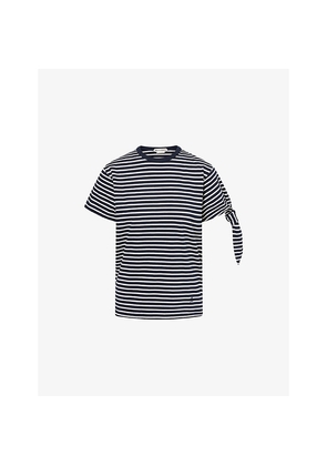 Womens JW Anderson Knotted-Sleeve Striped Cotton-Jersey T-Shirt