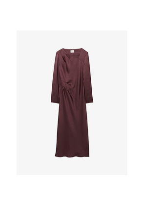 Womens Claudie Pierlot Asymmetrical Long-Sleeved Satin Maxi Dress