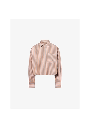 Womens Rag & Bone Striped Cropped Cotton Shirt