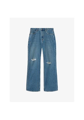 Mens Allsaints Lenny Distressed Wide-Leg Denim Jeans