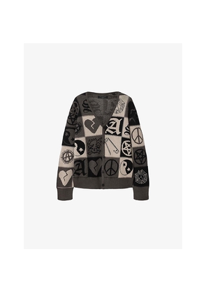 Mens Allsaints Barker V-Neck Jacquard Cotton Cardigan