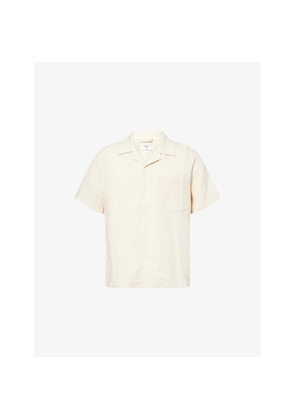 Mens Percival Short-Sleeve Cuban-Collar Linen Shirt