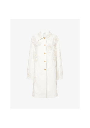 Womens Dries Van Noten Rondero Embroidered Cotton-Canvas Coat